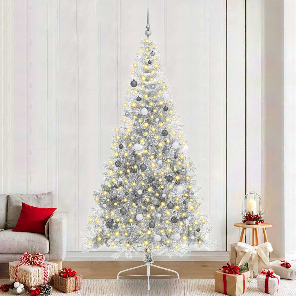 Artificial Pre-lit Christmas Tree Silver 240 cm PET