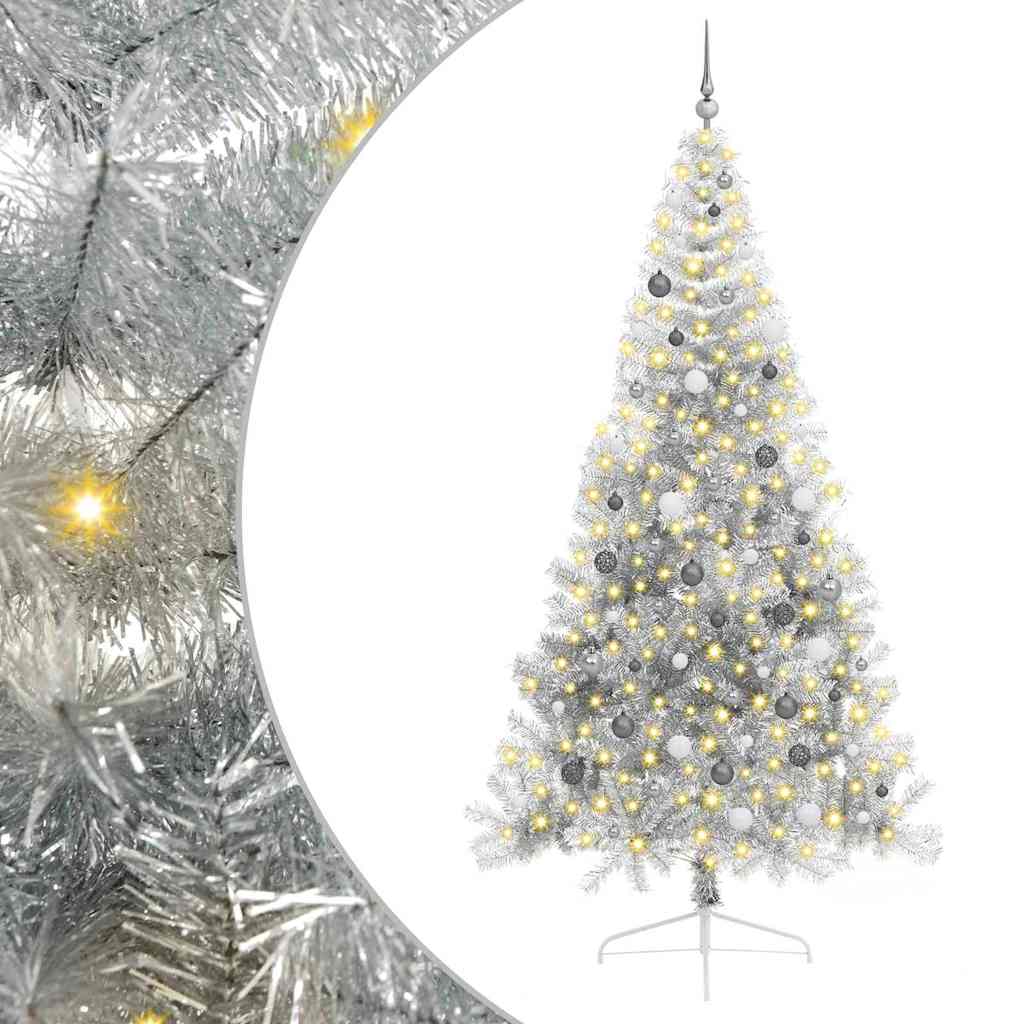 Artificial Pre-lit Christmas Tree Silver 240 cm PET