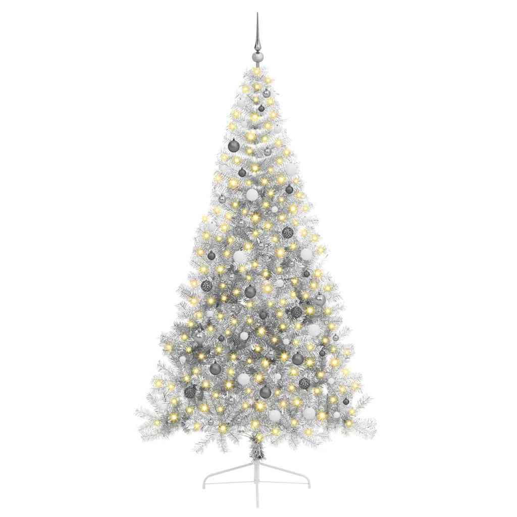 Artificial Pre-lit Christmas Tree Silver 240 cm PET
