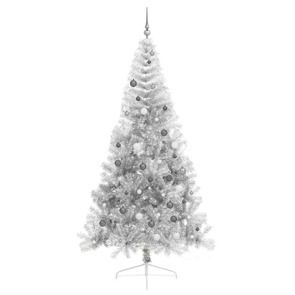 Artificial Pre-lit Christmas Tree Silver 240 cm PET