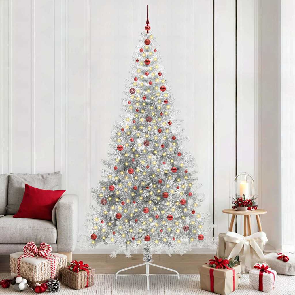 Artificial Pre-lit Christmas Tree Silver 240 cm PET