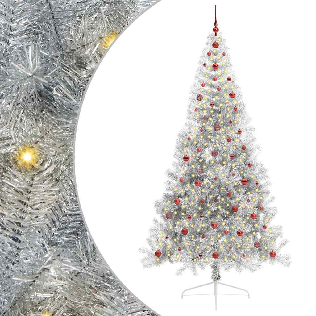 Artificial Pre-lit Christmas Tree Silver 240 cm PET