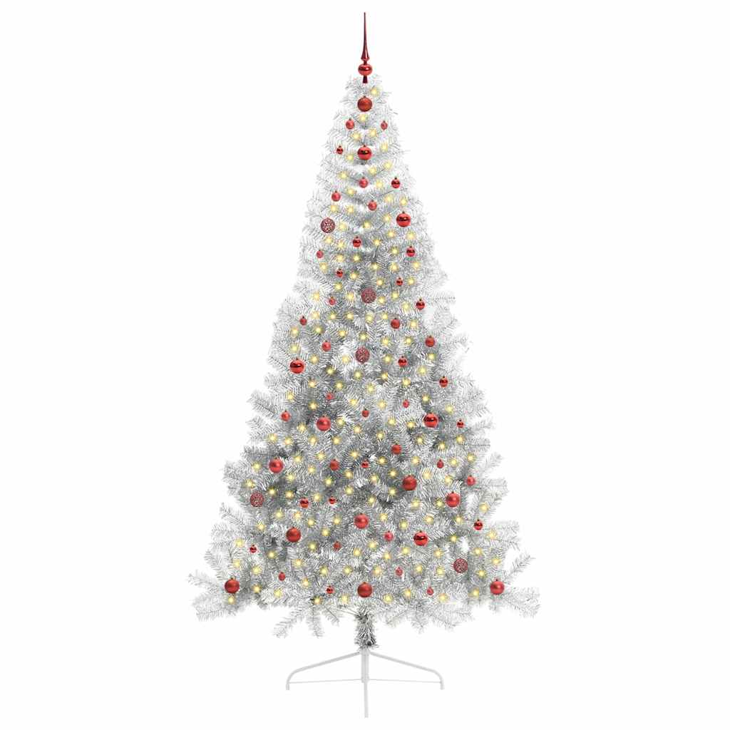 Artificial Pre-lit Christmas Tree Silver 240 cm PET