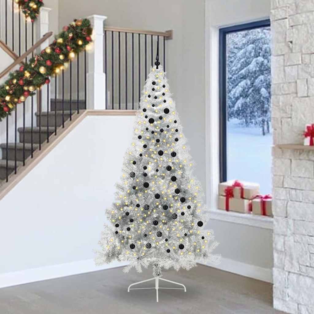 Artificial Pre-lit Christmas Tree Silver 240 cm PET