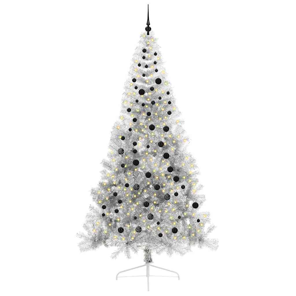 Artificial Pre-lit Christmas Tree Silver 240 cm PET