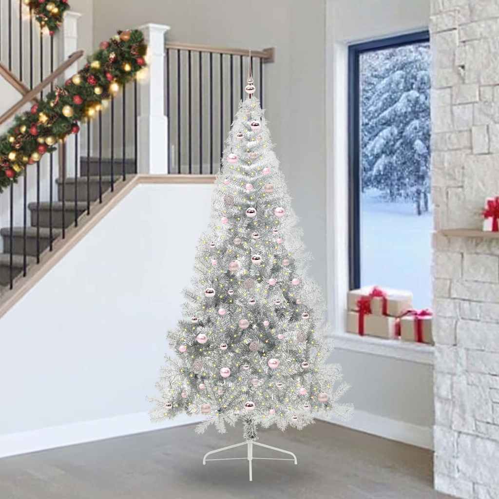 Artificial Pre-lit Christmas Tree Silver 240 cm PET