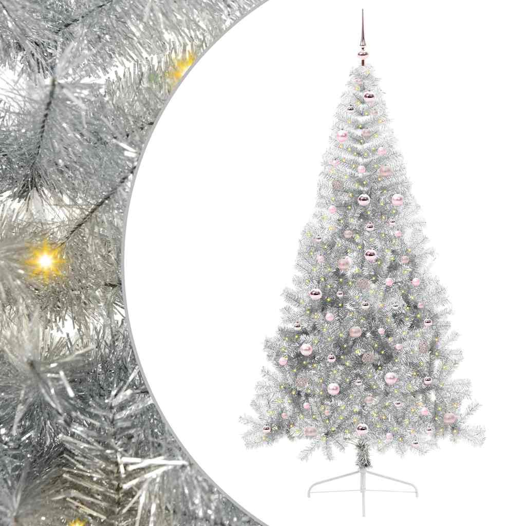 Artificial Pre-lit Christmas Tree Silver 240 cm PET