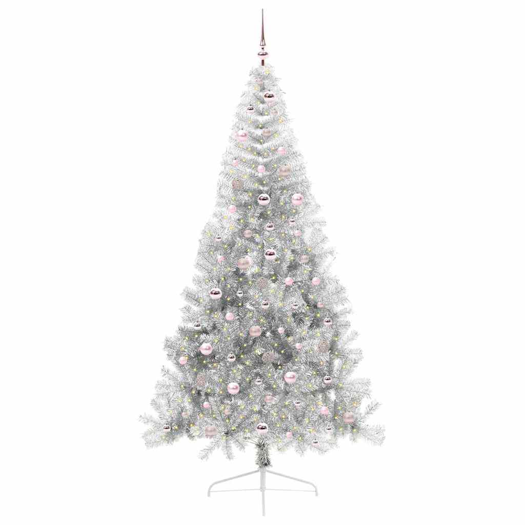 Artificial Pre-lit Christmas Tree Silver 240 cm PET