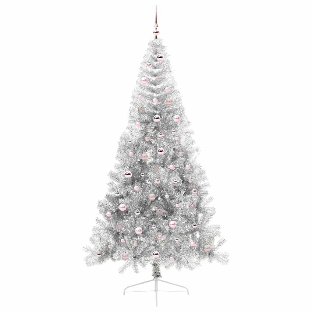 Artificial Pre-lit Christmas Tree Silver 240 cm PET