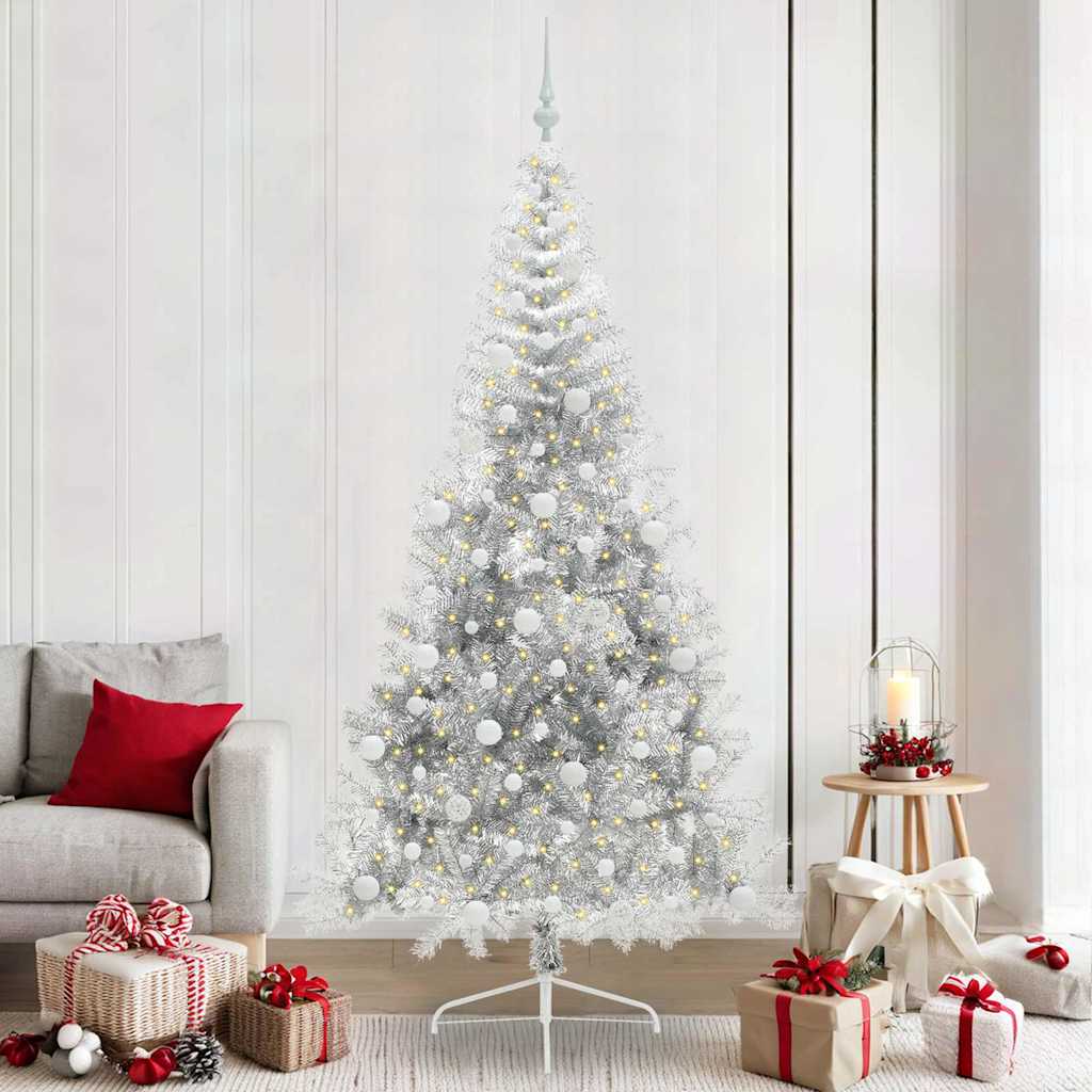 Artificial Pre-lit Christmas Tree Silver 240 cm PET