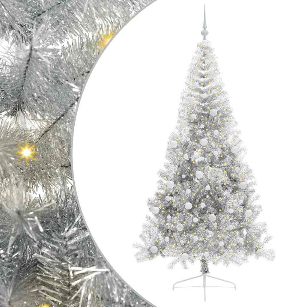 Artificial Pre-lit Christmas Tree Silver 240 cm PET