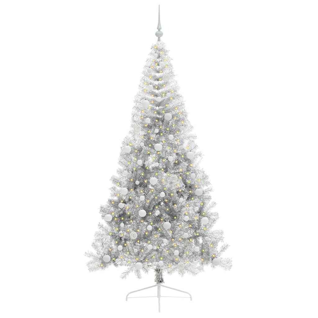 Artificial Pre-lit Christmas Tree Silver 240 cm PET