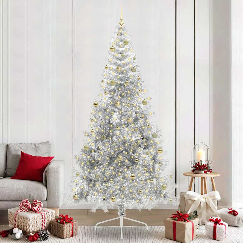 Artificial Pre-lit Christmas Tree Silver 240 cm PET