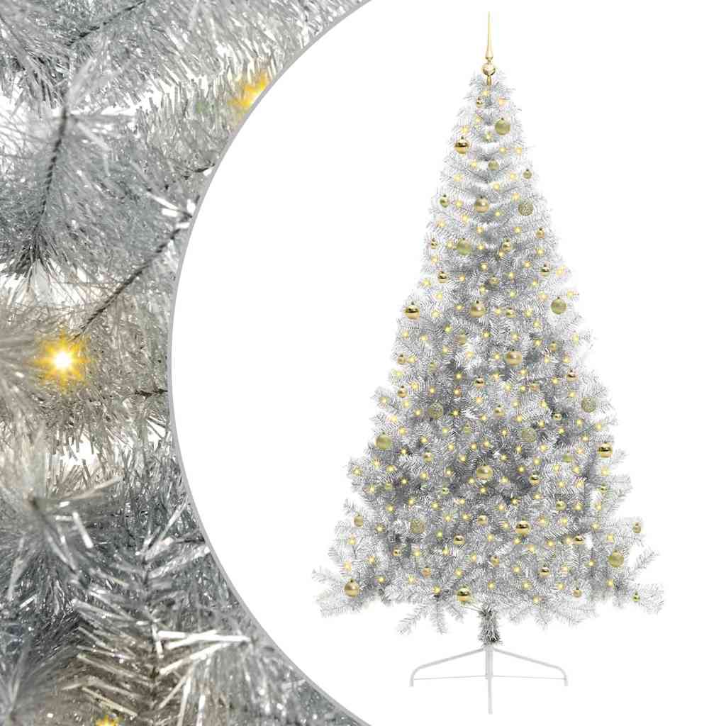 Artificial Pre-lit Christmas Tree Silver 240 cm PET