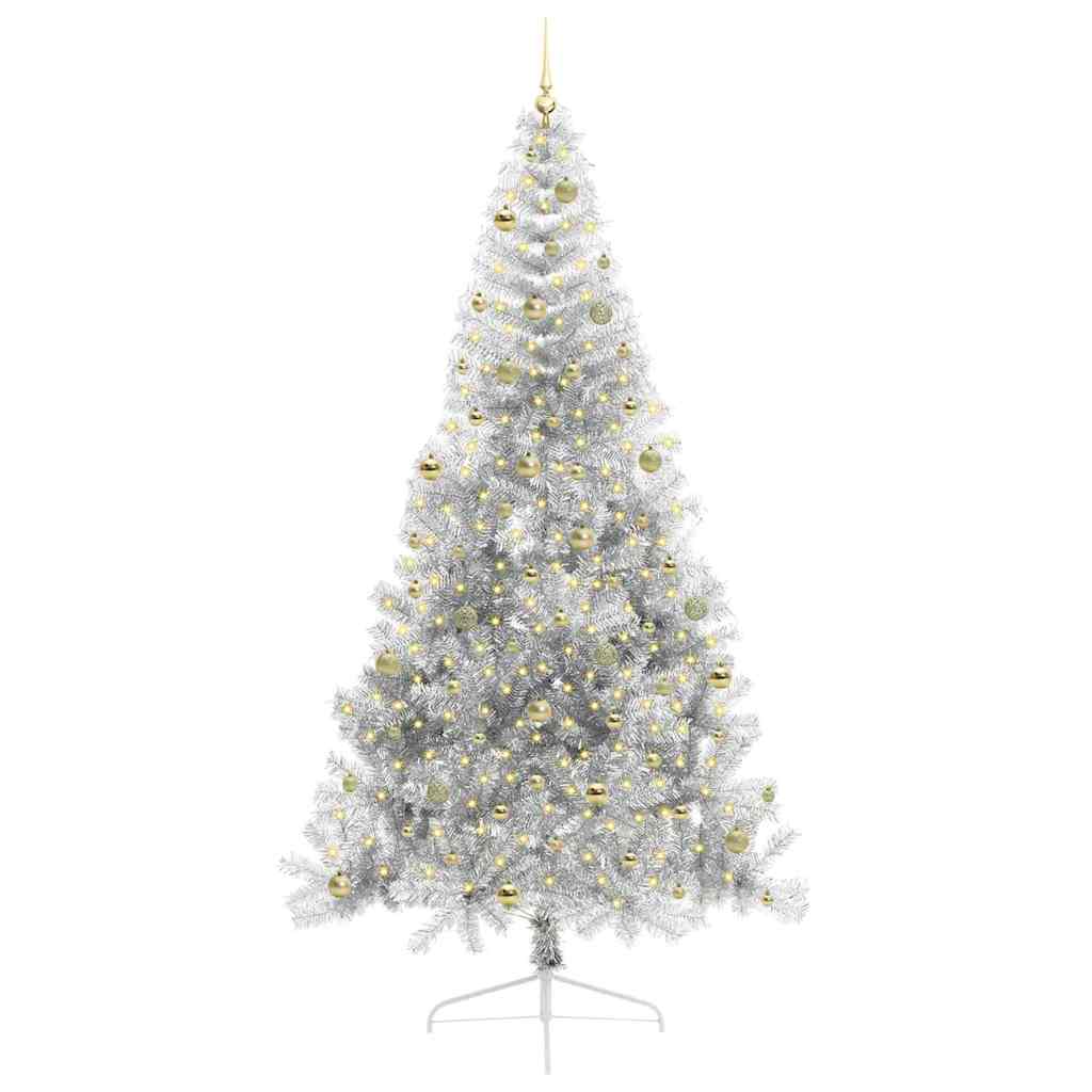 Artificial Pre-lit Christmas Tree Silver 240 cm PET