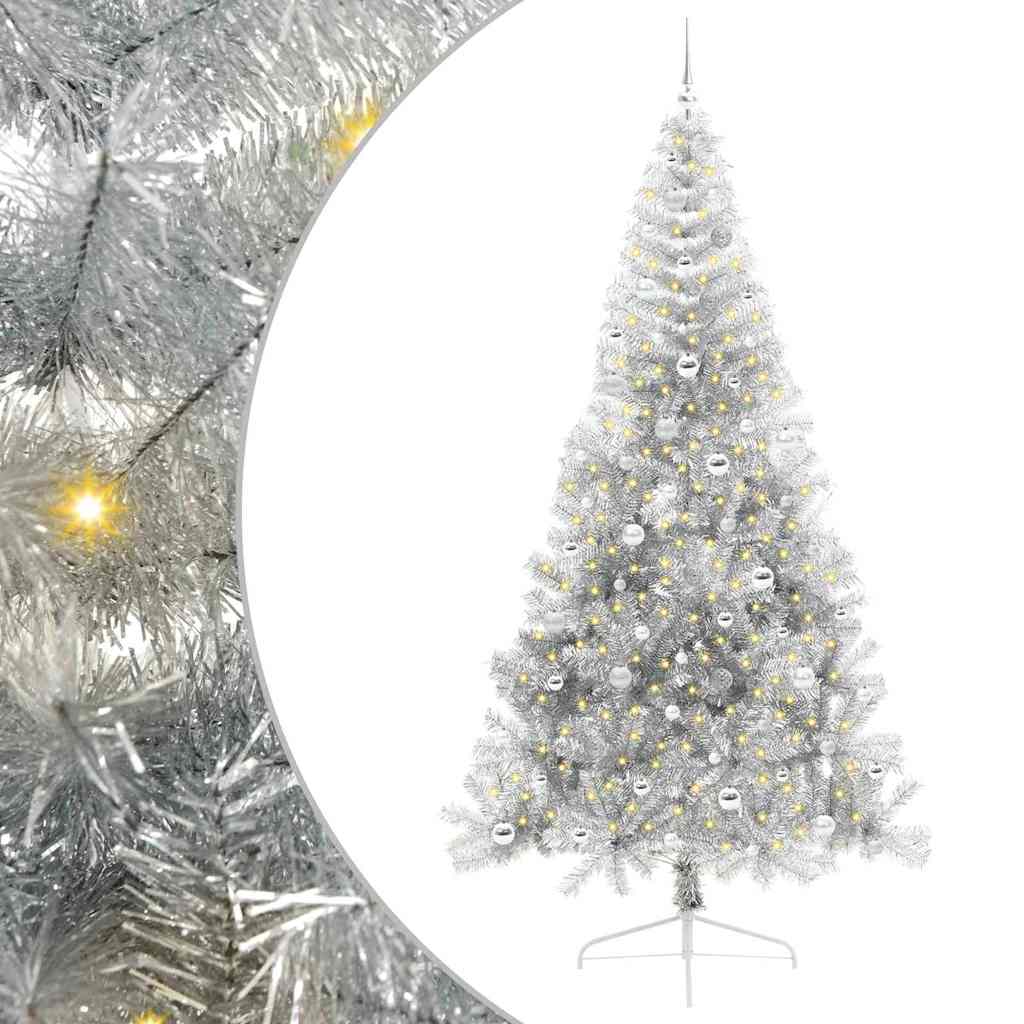 Artificial Pre-lit Christmas Tree Silver 240 cm PET