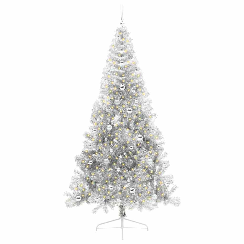 Artificial Pre-lit Christmas Tree Silver 240 cm PET