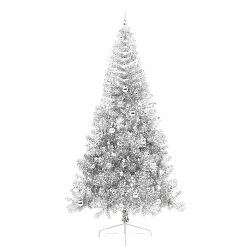 Artificial Pre-lit Christmas Tree Silver 240 cm PET