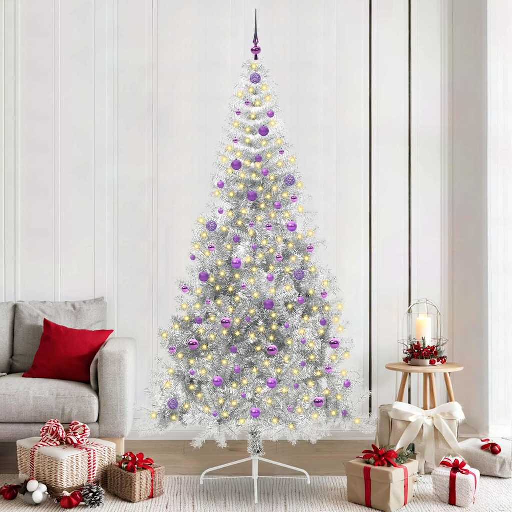 Artificial Pre-lit Christmas Tree Silver 240 cm PET