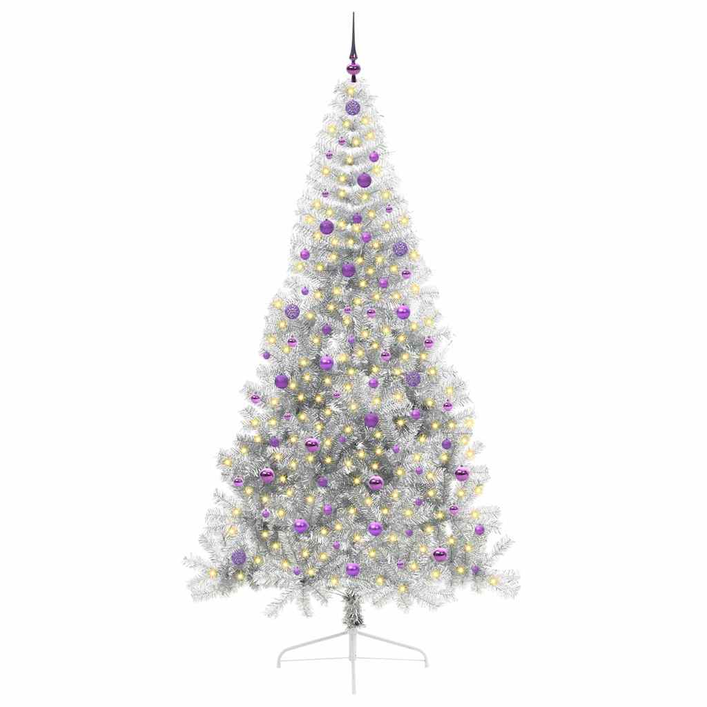 Artificial Pre-lit Christmas Tree Silver 240 cm PET