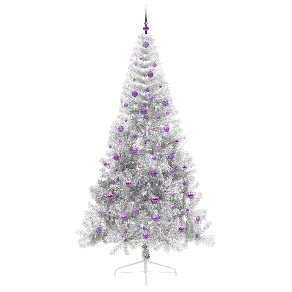 Artificial Pre-lit Christmas Tree Silver 240 cm PET