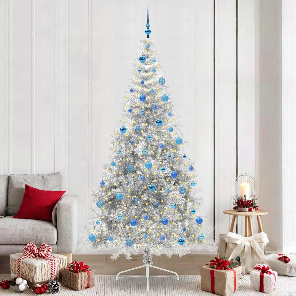 Artificial Pre-lit Christmas Tree Silver 240 cm PET