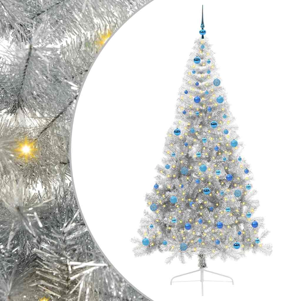 Artificial Pre-lit Christmas Tree Silver 240 cm PET