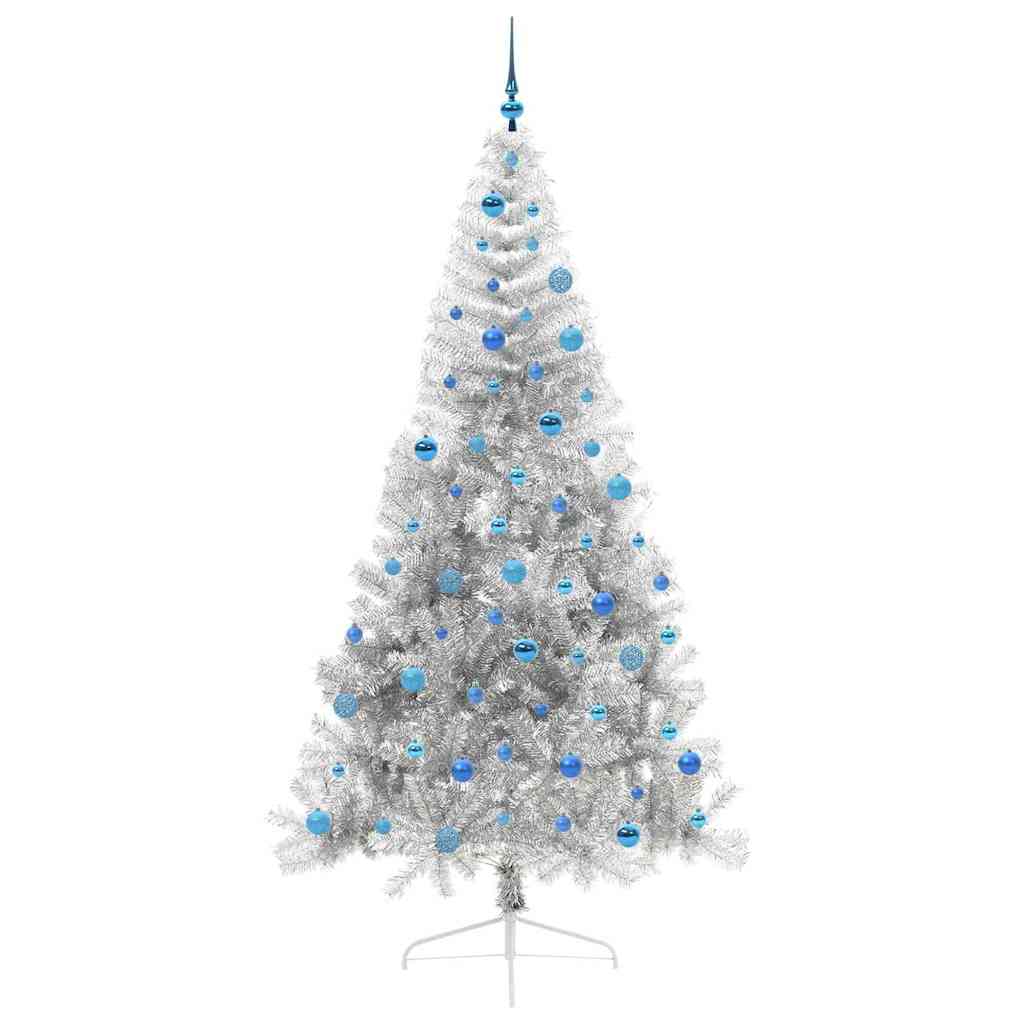 Artificial Pre-lit Christmas Tree Silver 240 cm PET