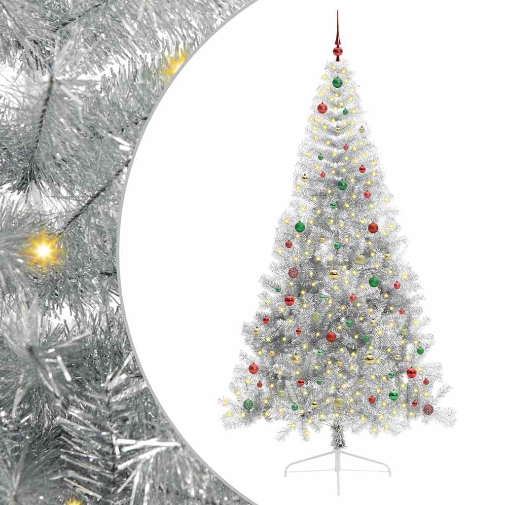 Artificial Pre-lit Christmas Tree Silver 240 cm PET