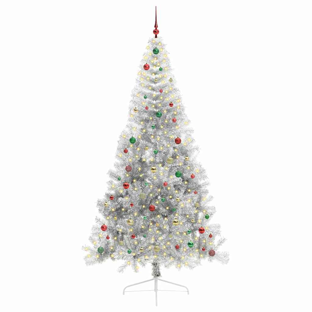 Artificial Pre-lit Christmas Tree Silver 240 cm PET