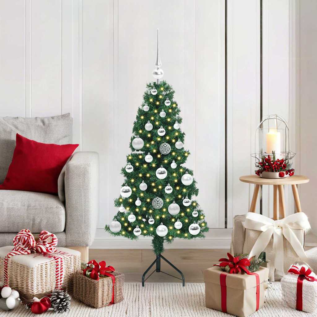 Corner Artificial Christmas Tree Green 120 cm PVC and Metal