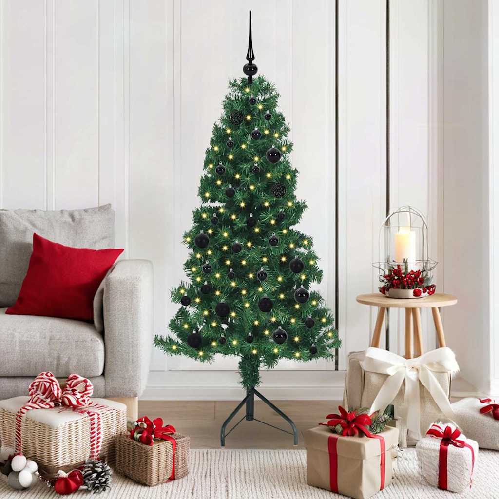 Corner Artificial Christmas Tree Green 150 cm PVC and Metal
