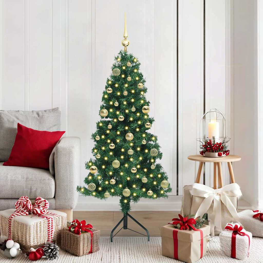 Corner Artificial Christmas Tree Green 150 cm PVC and Metal