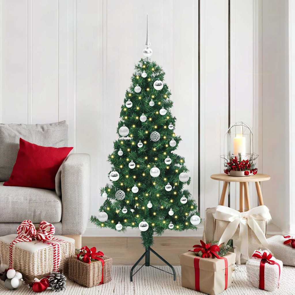 Corner Artificial Christmas Tree Green 150 cm PVC and Metal