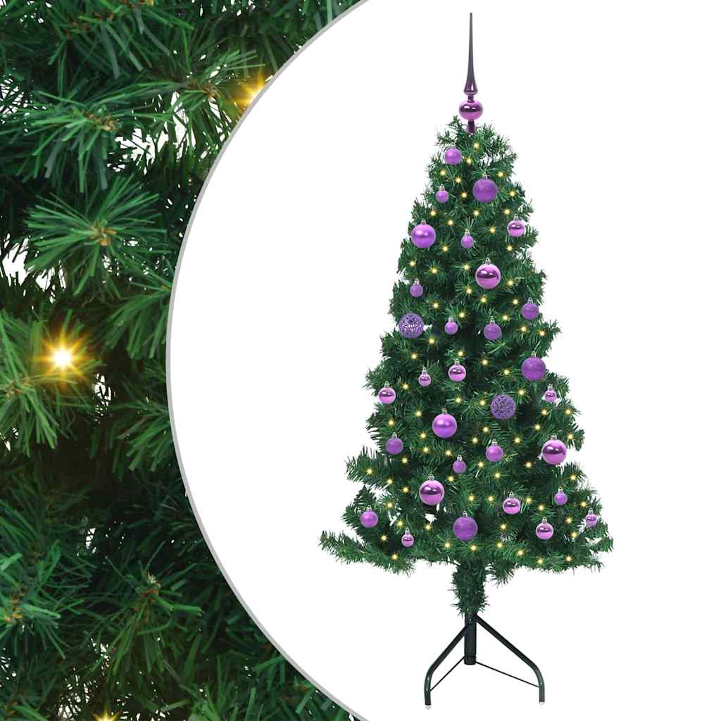 Corner Artificial Christmas Tree Green 150 cm PVC and Metal
