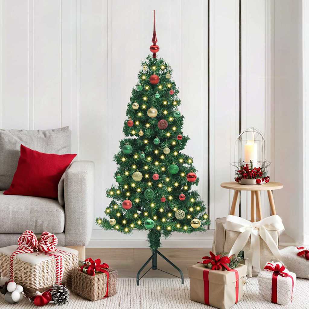 Corner Artificial Christmas Tree Green 150 cm PVC and Metal