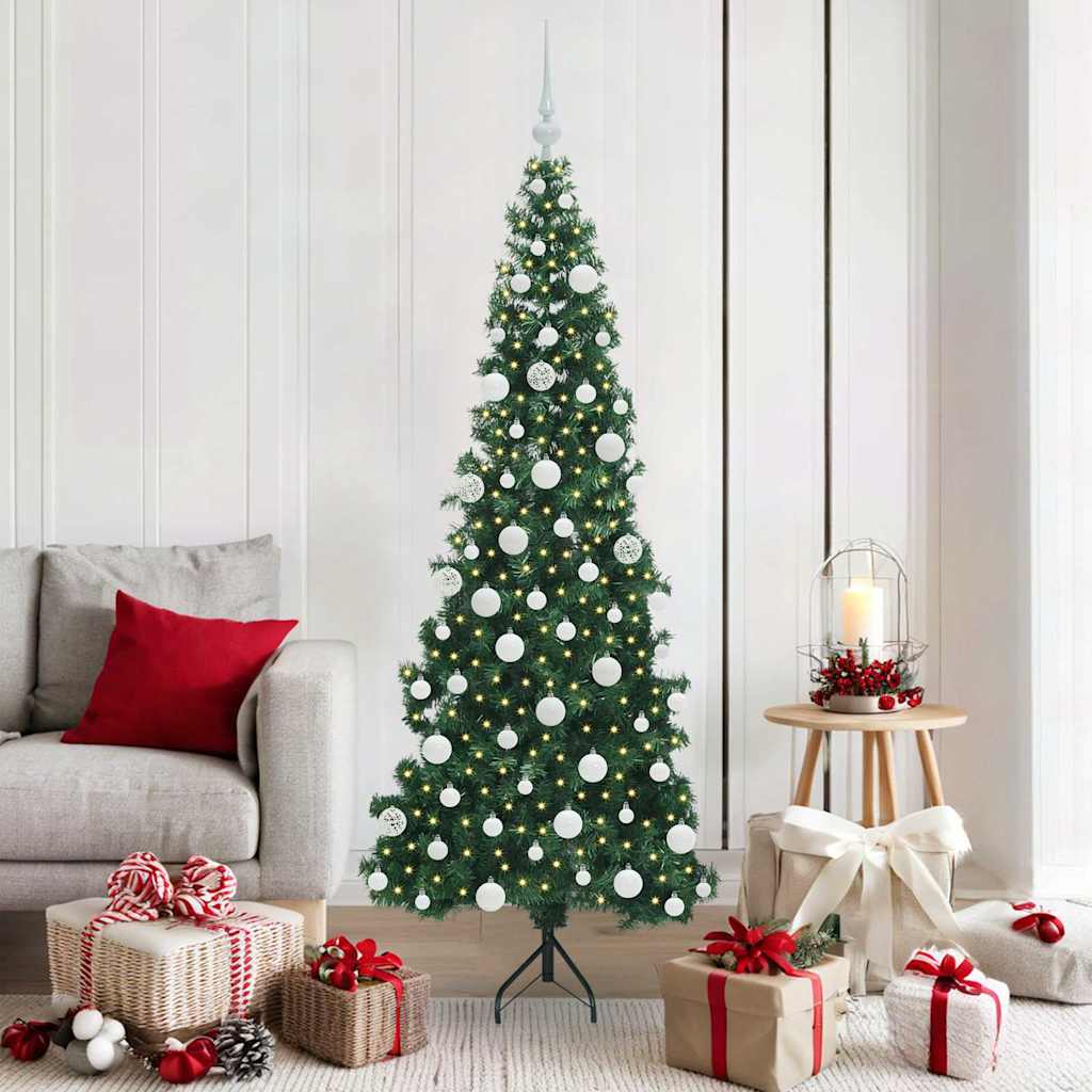 Corner Artificial Christmas Tree Green 180 cm PVC and Metal
