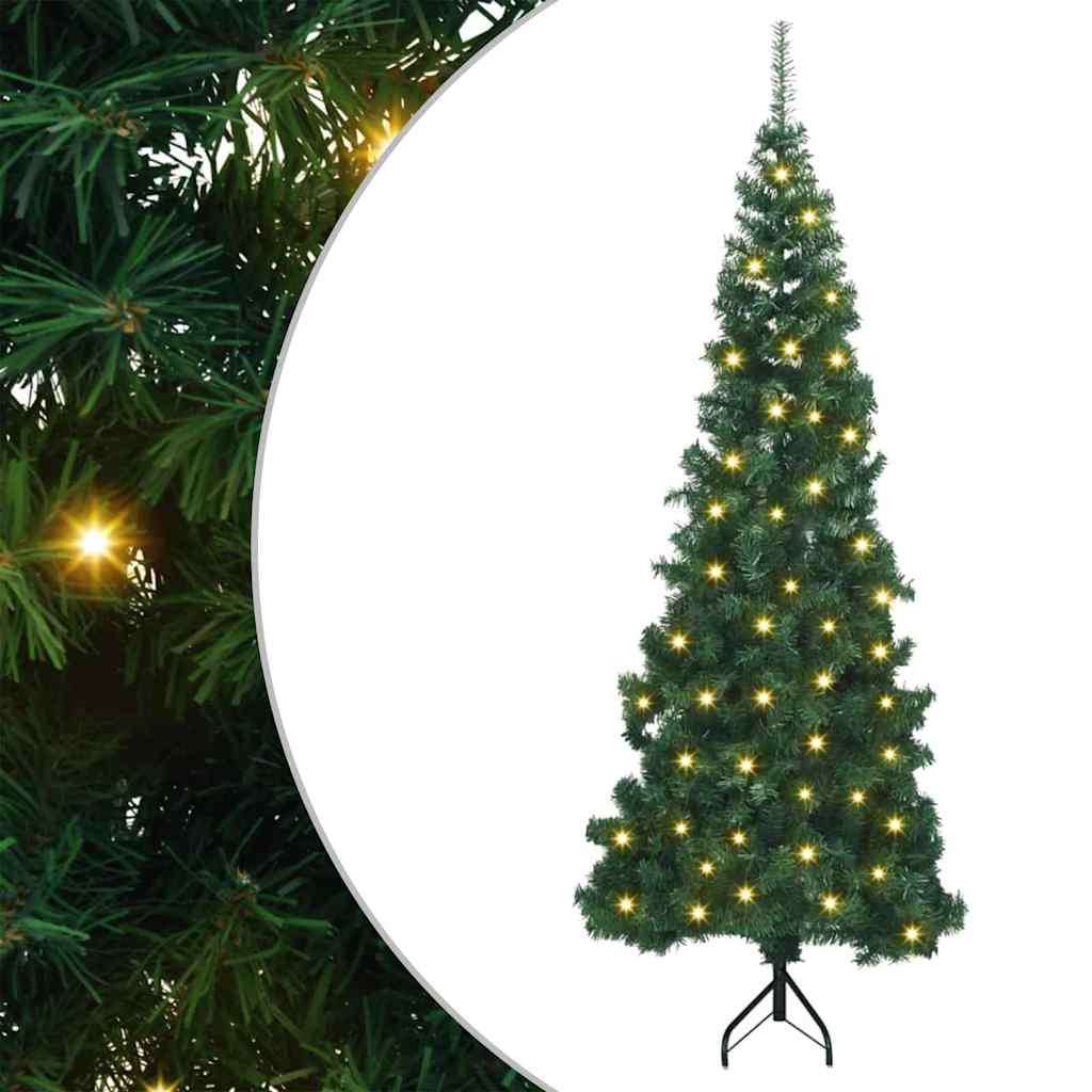 Corner Artificial Christmas Tree Green 210 cm PVC and Metal