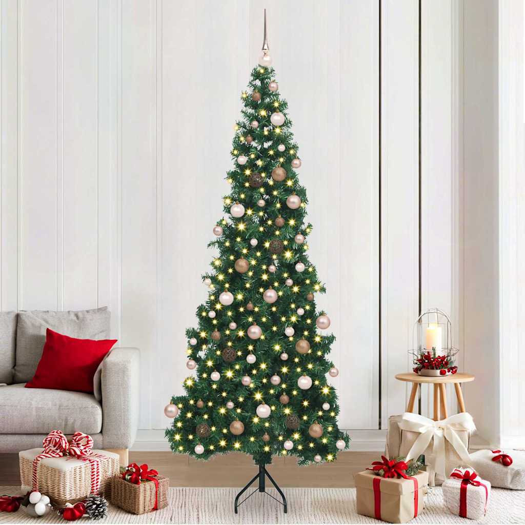 Corner Artificial Christmas Tree Green 210 cm PVC and Metal