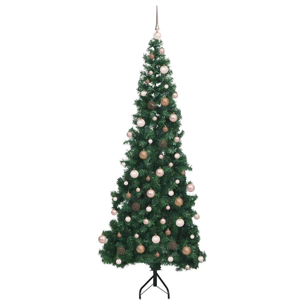 Corner Artificial Christmas Tree Green 210 cm PVC and Metal