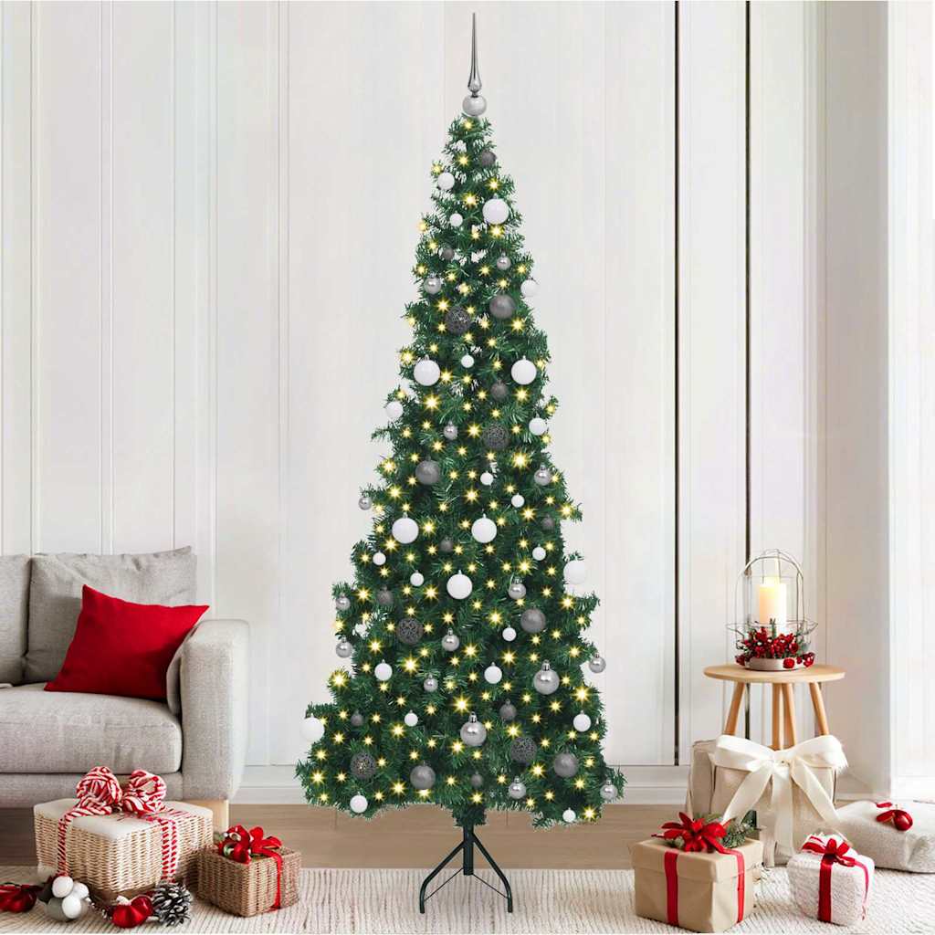 Corner Artificial Christmas Tree Green 210 cm PVC and Metal