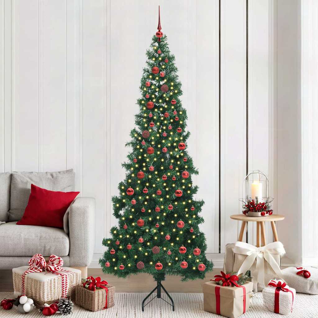 Corner Artificial Christmas Tree Green 210 cm PVC and Metal