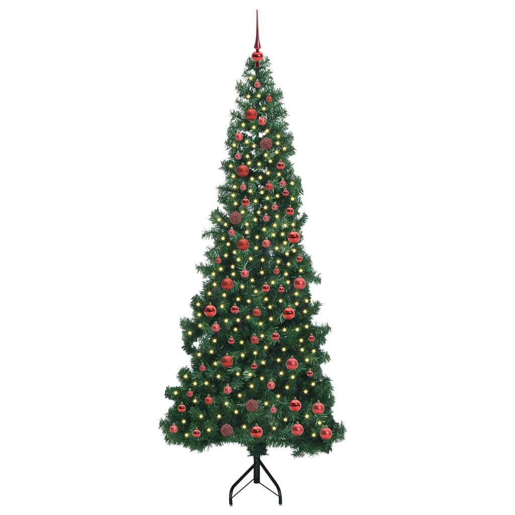 Corner Artificial Christmas Tree Green 210 cm PVC and Metal