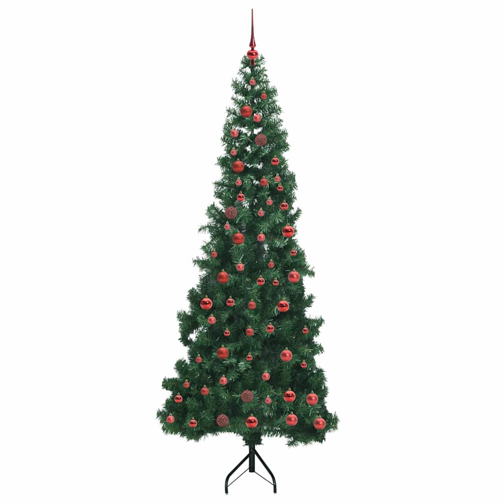 Corner Artificial Christmas Tree Green 210 cm PVC and Metal