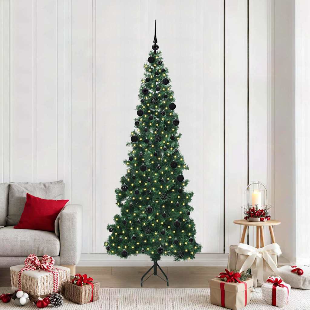 Corner Artificial Christmas Tree Green 210 cm PVC and Metal