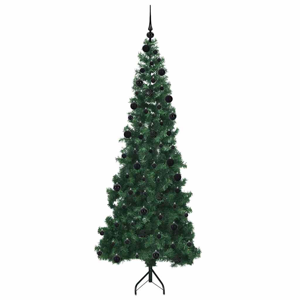 Corner Artificial Christmas Tree Green 210 cm PVC and Metal