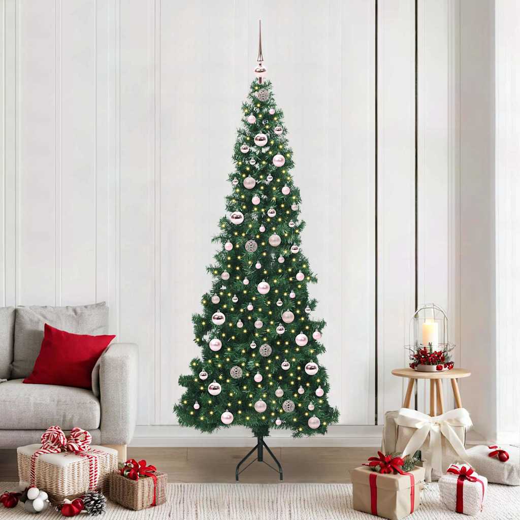 Corner Artificial Christmas Tree Green 210 cm PVC and Metal