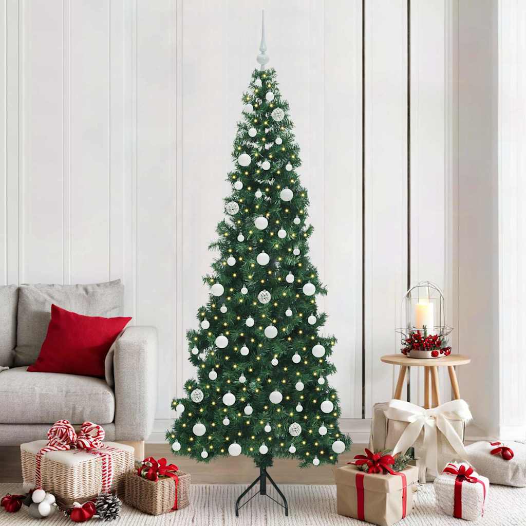 Corner Artificial Christmas Tree Green 210 cm PVC and Metal