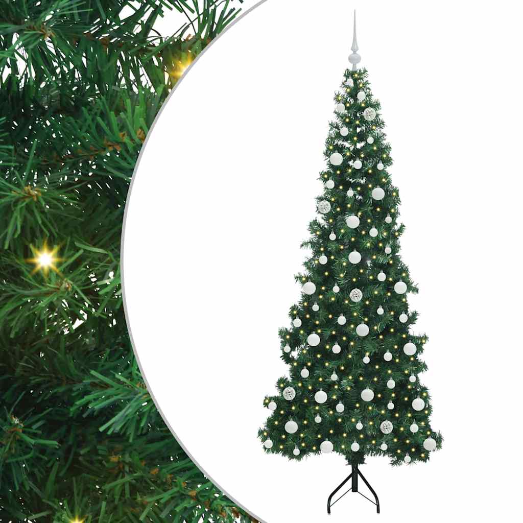 Corner Artificial Christmas Tree Green 210 cm PVC and Metal