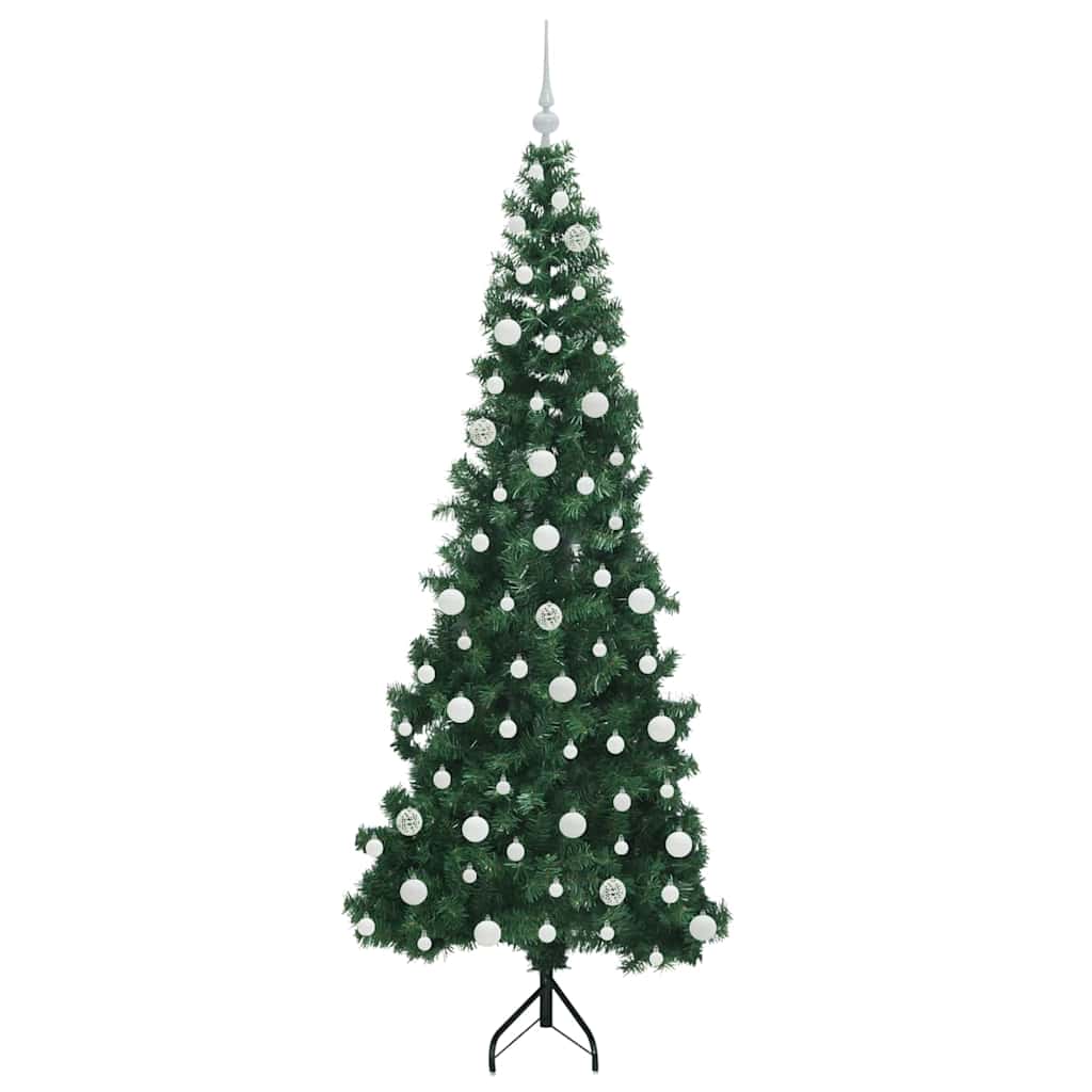 Corner Artificial Christmas Tree Green 210 cm PVC and Metal